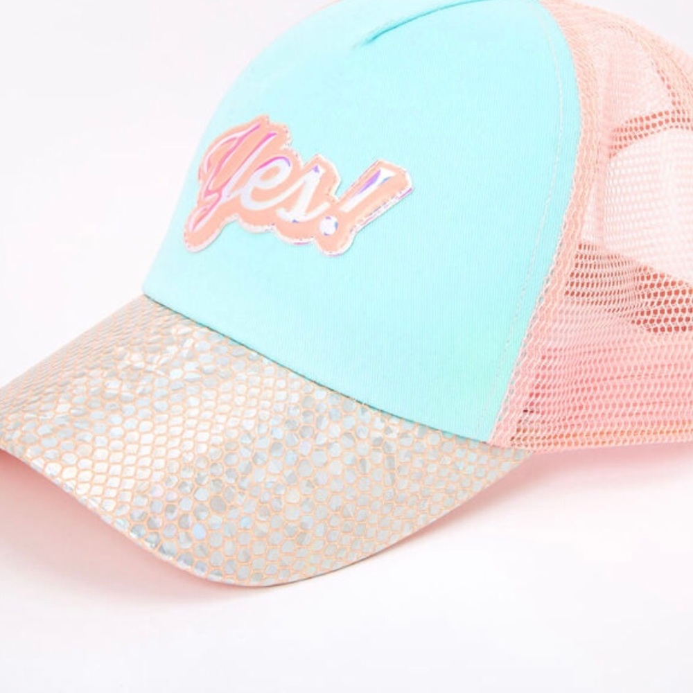 IRIDESCENT YES!  TRUCKER HAT - PINK